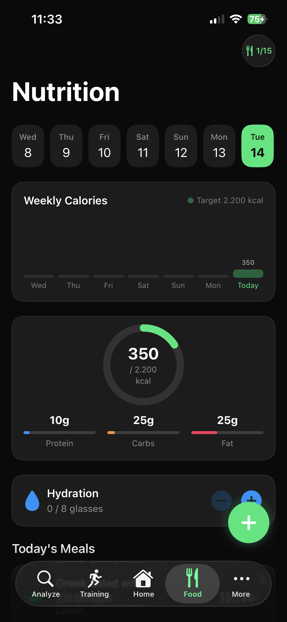 PadelUp AI nutrition tracker identifying food macros from a photo